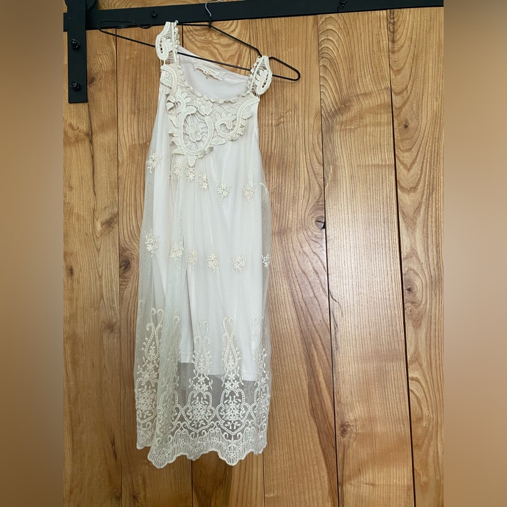 A'Reve Ivory Lace Overlay Sundress